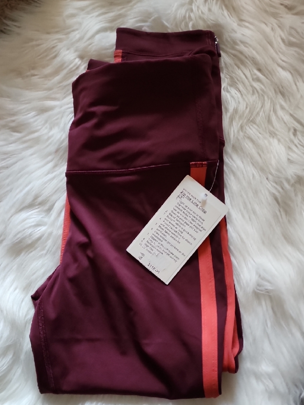 lululemon athletica Burgundy Leggings with Coral Trim
